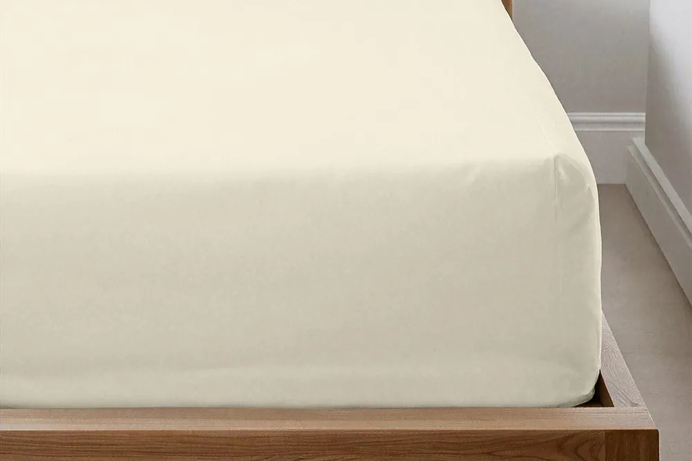 Drap housse beige en Percale